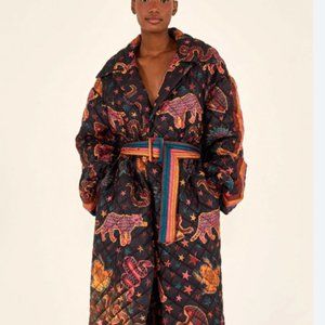 Farm Rio Black Animal Sky Puffer Jacket